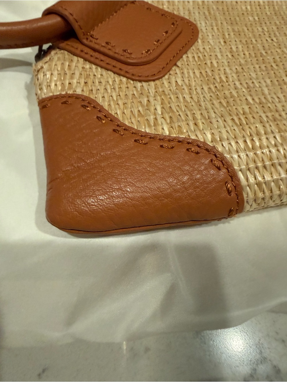HOBO Tan Woven Wristlet with Brown Leather Ring Handle - Picture 4 of 16